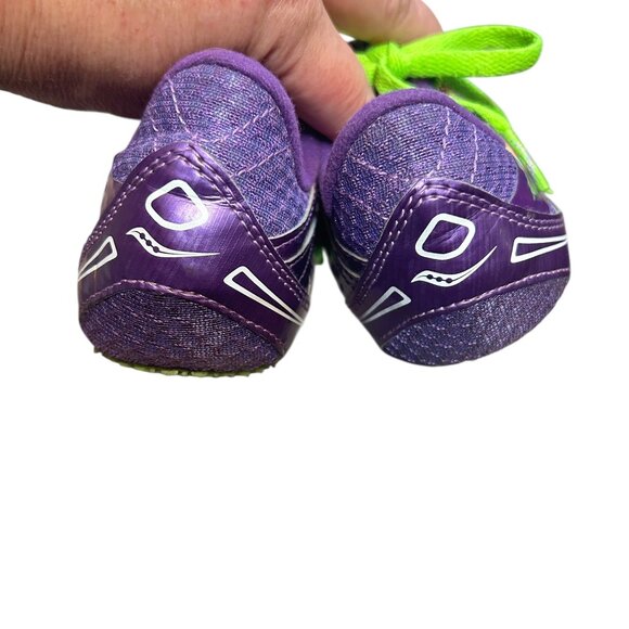 Saucony Women’s Track Cleats Sz 8.5 Purple and Neon Green 10187-3 Spikes Running - Picture 4 of 7